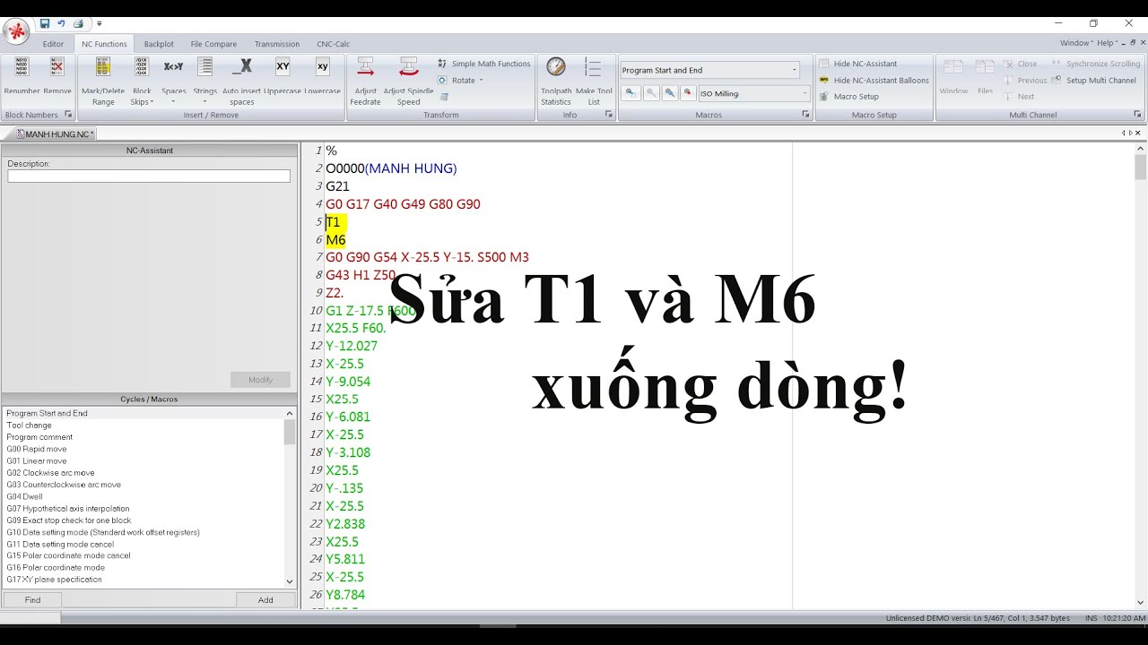 Sửa Post Processor Cho T1 và M6 xuống dòng trong Mastercam! - YouTube