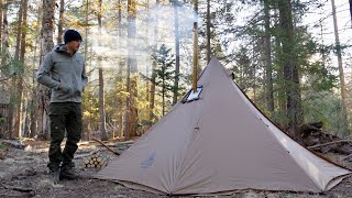 Solo Bushcraft Overnight Hot Tent Camp