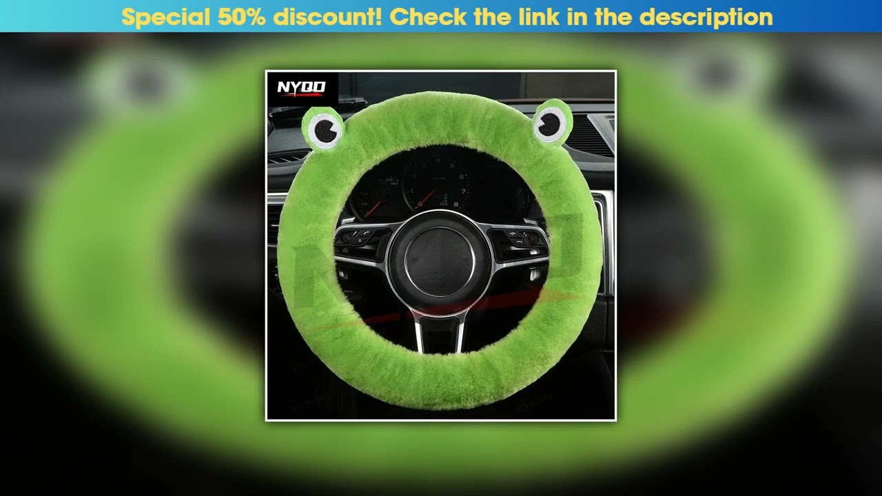 Review Car wool steering wheel cover, real wool cartoon little frog, winter handlebar cover, fur an