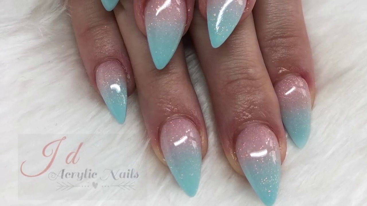 Ombre Nails Baby Blue Ombre Acrylic Nails