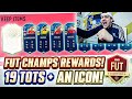 MY UNREAL FUT CHAMPIONS REWARDS!! ICON + 19 TOTS PLAYERS IN ONE PACK OPENING! Fifa 20 Ultimate Team!