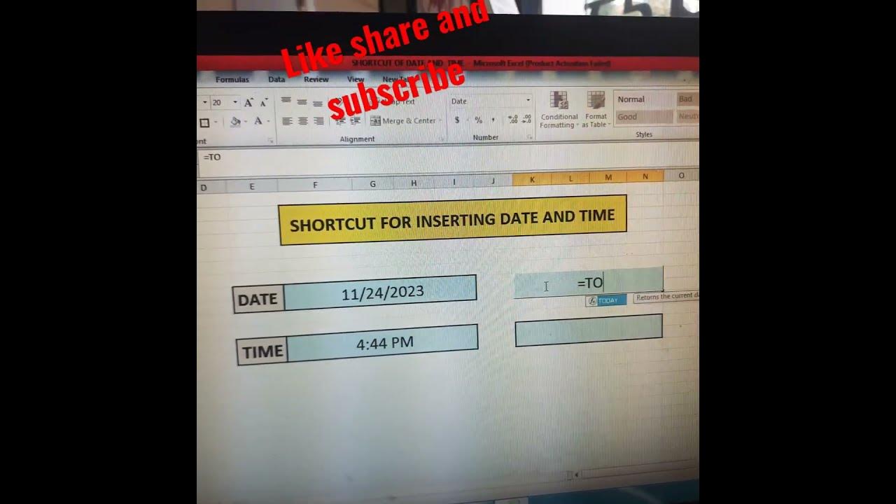 How to insert date and time excel shortcut tricks follow us on