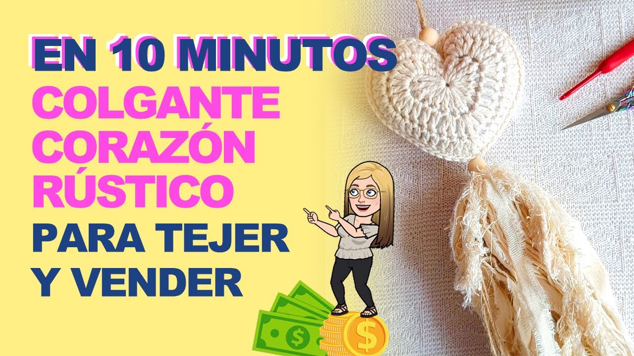 Otra idea ES PEC TA CU LAR para TEJER Y VENDER!  Colgante decorativo CORAZÓN rústico a crochet