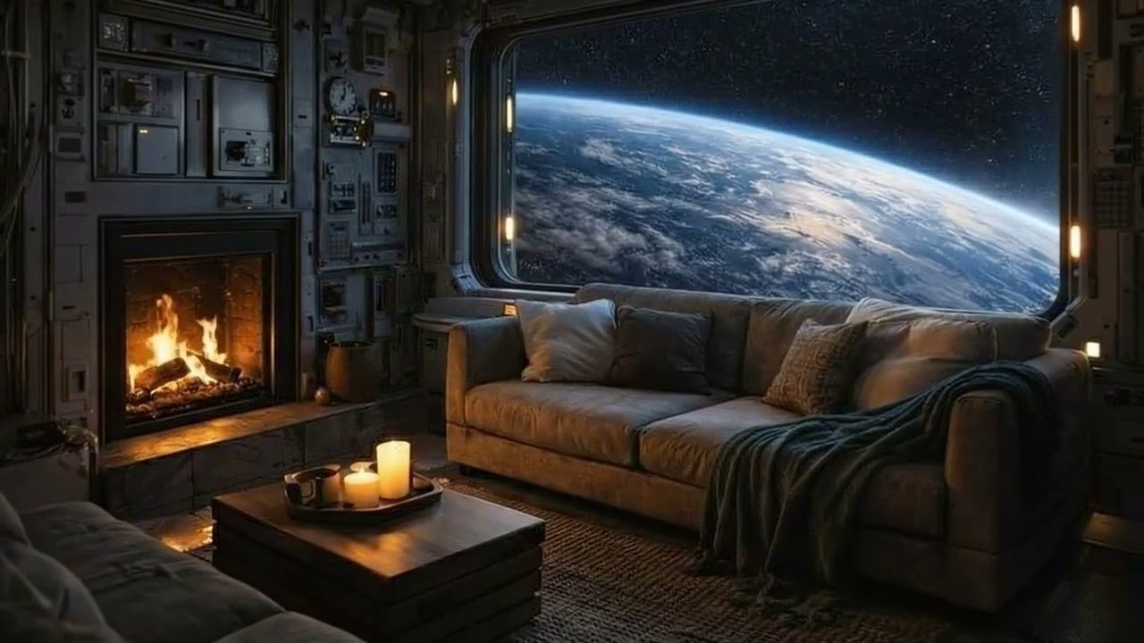 Cozy Ambience in a Space Station | Relax while you Travel Around Earth Listening to White Noise