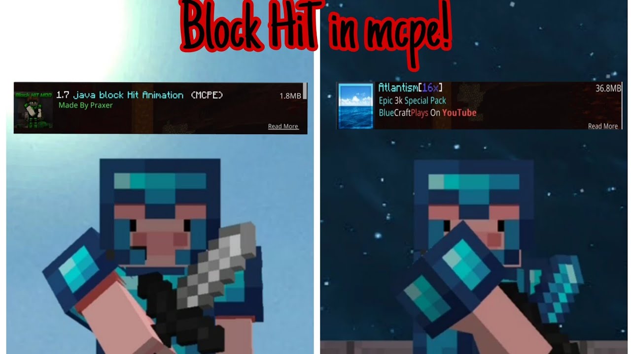 block hit animation & atlantism [16x]for mcpe/be - YouTube