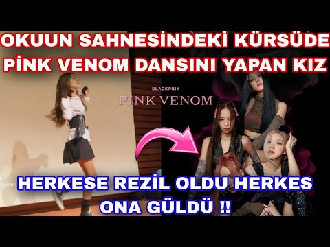 Okulun sahnesindeki kürsüde Pink venom dansını yapan kız herkese rezil oldu !! herkes ona güldü !! 😢