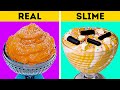 REAL VS FAKE FOOD CHALLENGE || Polymer Clay And Slime Crafts That Look Like Real Food!