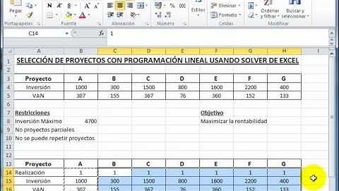 Programación Líneal con SOLVER de EXCEL