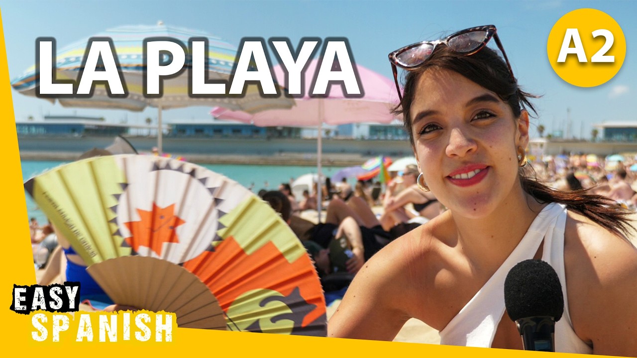 YouTube thumbnail for A Day at the Beach in Simple Spanish by Easy Spanish