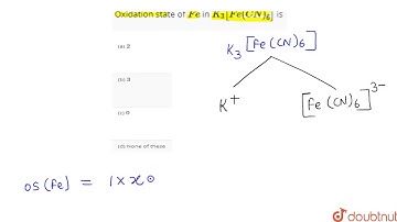 Oxidation state of `Fe` in `K_3[Fe(CN)_6]` is