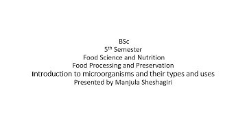 Food Processing and Preservation