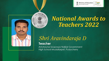 Congratulations to Shri Aravindaraja D from Puducherry on being honoured with prestigious #NAT2022!