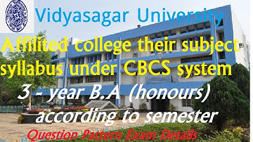 CBCS B.A Honours all Subjects Syllabus,Question Pattern of Vidyasagar University Affiliated College