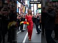 Model Turns Flower Bucket into Luxury Handbag | Times Square Street Fashion NYC 🌸👜