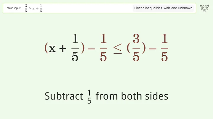 Solving Linear Inequalities: 3/5 is Greater Than or Equal to x+1/5