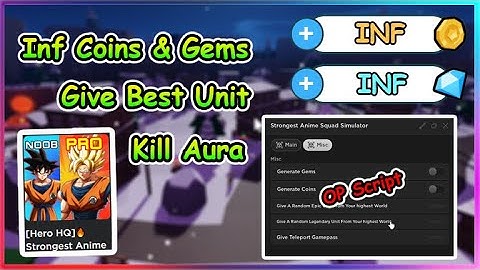 [OP] Roblox Strongest Anime Squad Simulator Script - Inf Coins & Gem | Kill Aura