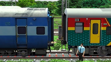 💽WAG-9 Coupling LHB Decon Queen To Icf Blue Coaches || train videos indian railways games 