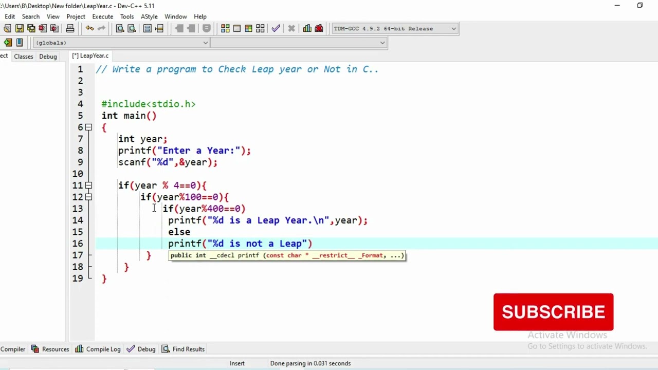 How To Check Leap Year In C Programming YouTube How To Check Leap Year In C Programming YouTube