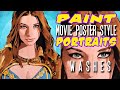 Paint movie poster style portraits 3 washes
