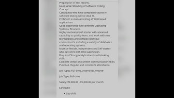 Trainee Software Tester#fresher #experienced #youtubeshorts #getemployed #softwaretestingjobs #qa
