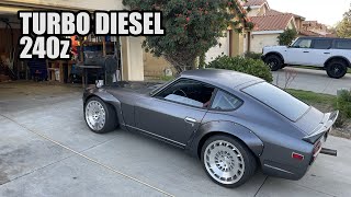 TURBO DIESEL Swapped 240Z First Start in 6 Months!