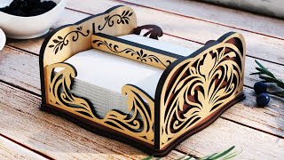 Elegant Laser Cut Wooden Napkin Holder | 2 Size Options | Cocktail & Dinner Digital Download |#670|