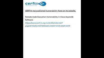 CERT-In has published Vulnerability Note on its website.