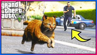 I played as a cat... Cops HATED me!! (GTA 5 Mods)
