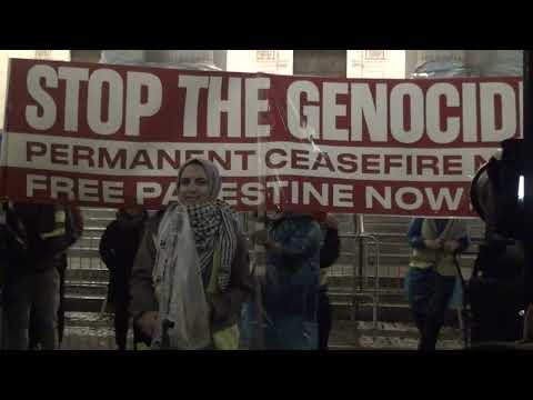 Hundreds Protest at NY Library Demanding Permanent Ceasefire In Palestine, Then March to NY Times