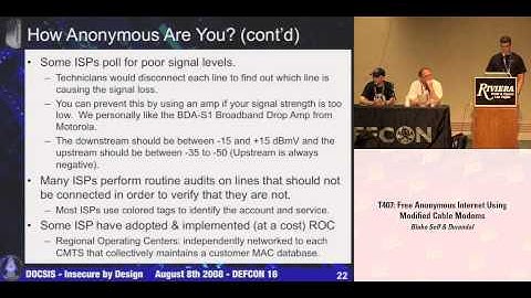 DEFCON 16: Free Anonymous Internet Using Modified Cable Modems