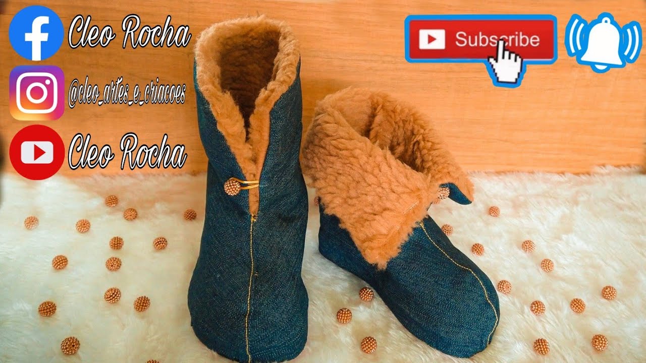 COMO FAZER BOTA JEANS COM PELÚCIA INFANTIL PARA O INVERNO, MODELO PRINCESA ELOÁ, BY CLEO ROCHA.