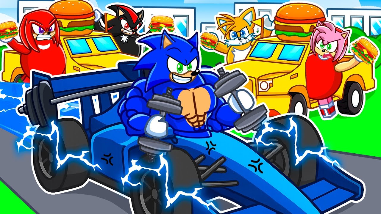 Sonic MUSCULOSO VS 4 Cazadores GORDOS en Driving Empire!