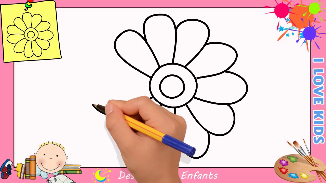 Comment dessiner une fleur FACILEMENT etape par etape pour ENFANTS 15 