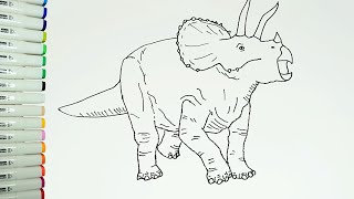How To Draw A Dinosaur - Triceratops - Drawing For Children