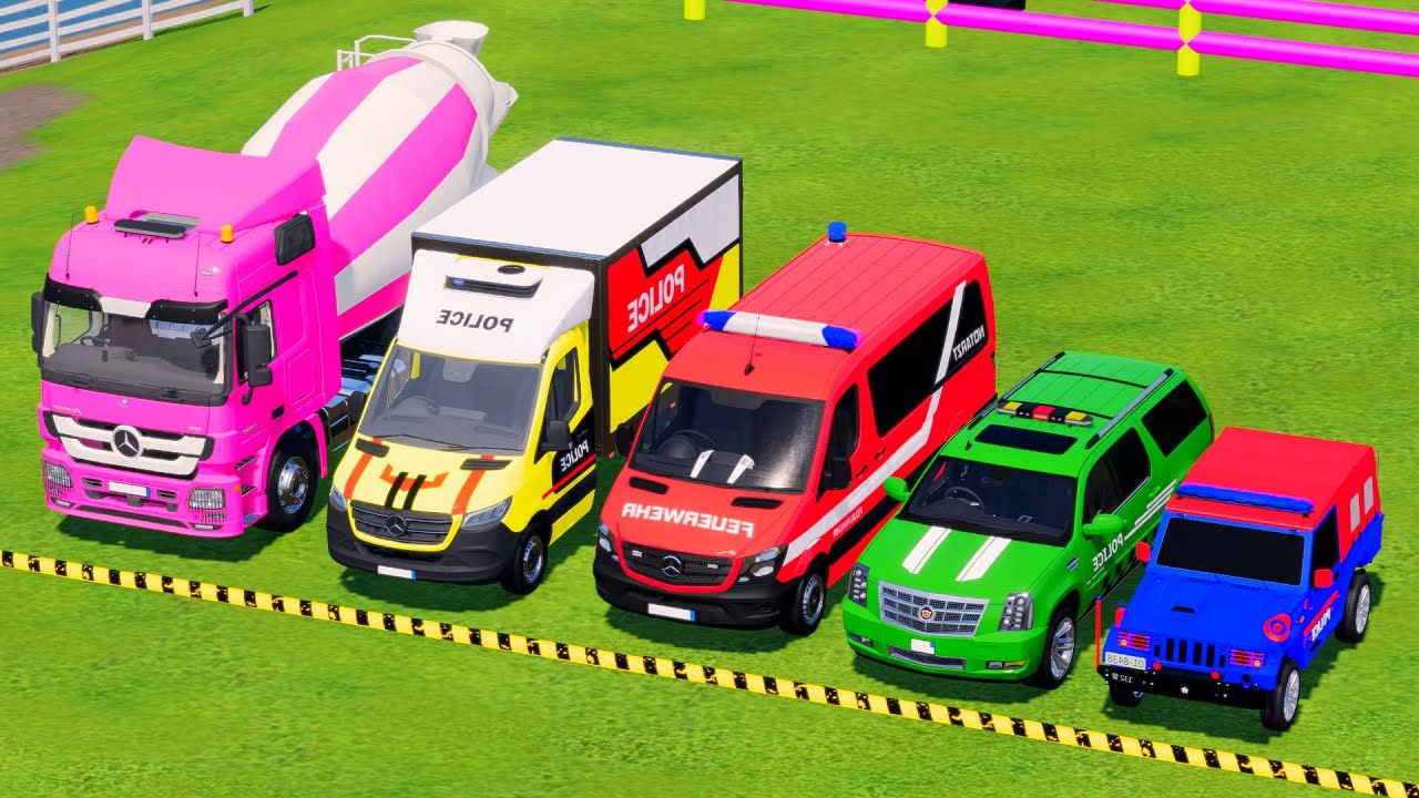 Colorful Heavy Machine - COLORFUL KOMATSU, EXCAVATOR,ELKON MIXER TRUCK TRANSPORTING WITH TRUCK #39