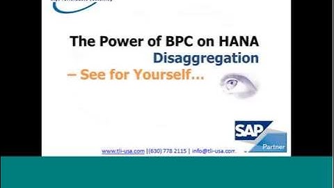 BPC on HANA Disaggregation