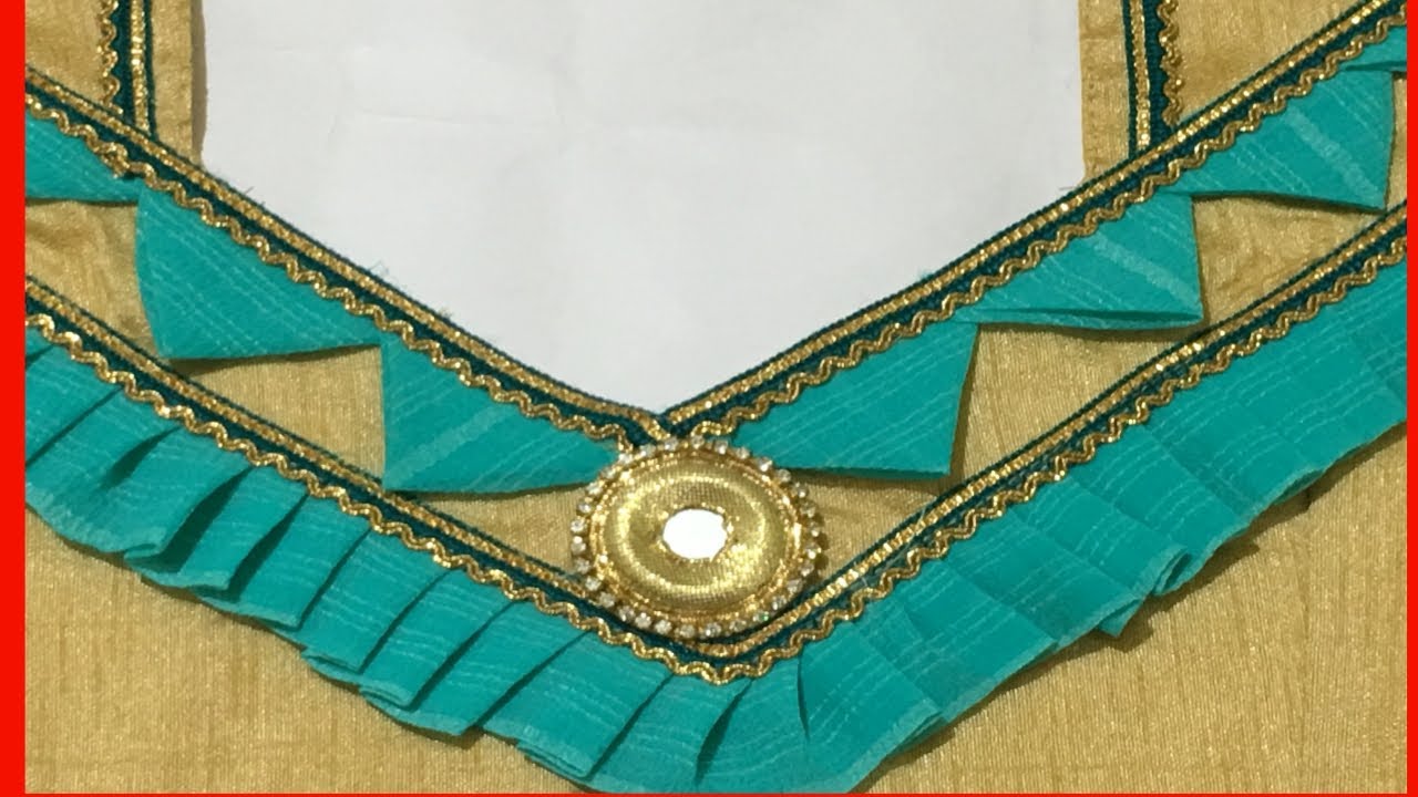 Simple and Easy Golden Blouse Back Neck Design Cutting and Stitching ...