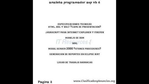 analista programador asp vb 6 Fecha: 3 de agosto de 2011