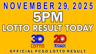 5pm Lotto Result Today Swertres Ez2 PCSO November 29 2025