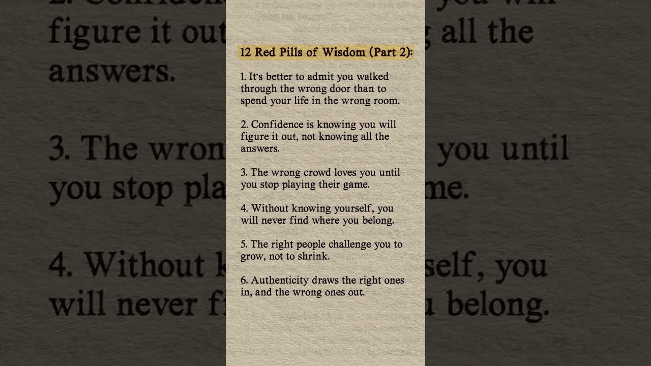 12 red pills of wisdom (part 2) !! Inspirational quotes 