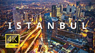 Istanbul, Turkey  in 4K ULTRA HD 60FPS Drone Video at Night