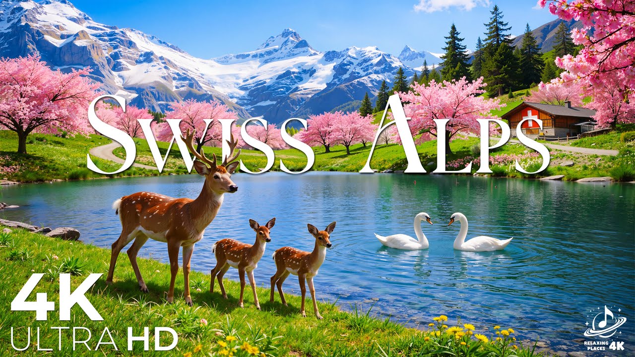 Swiss Alps 4K | Spring Paradise – Alpine Lakes, Cherry Blossoms ...