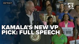 Kamala Harris' VP pick Tim Walz takes Detroit rally stage: FULL SPEECH