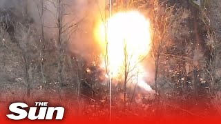 Ukrainian Territorial Defence Forces blow up Russian ammo dump