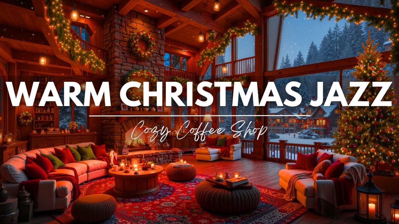 Warm Christmas Jazz Music 2026 🎅🎄 Cozy Christmas Coffee Shop Ambience ❄️ Gentle Snowfall to Relax