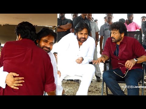 Pawan Kalyan Meet Chiaranjeevi @ Vishwambhara Sets | Chiranjeevi Donate 5 Crore To Janasena Party - IGTELUGU