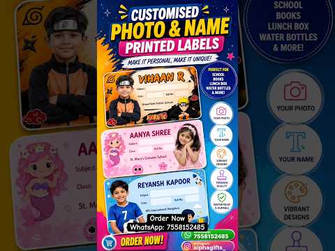 Customised Photo & Name Printed Labels for Kids 🎒✨