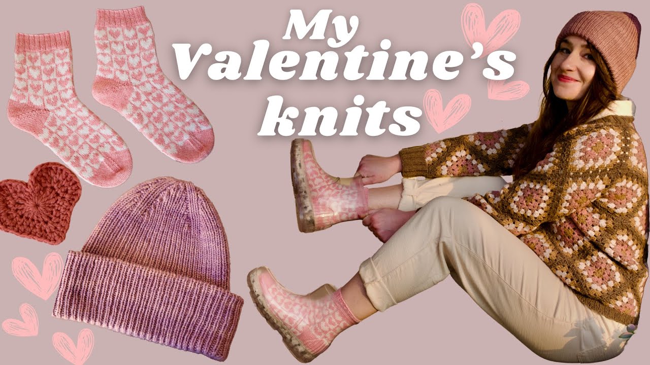 Knitting My Own Valentine’s Day Outfit 💗 Beanie, Heart Socks & Cozy Vlog