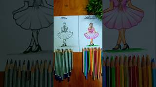 [Pencil 🆚 Pencilcolour]💃🏻 which colour is best?#shorts #trending #colour #drawing #youtube #girl