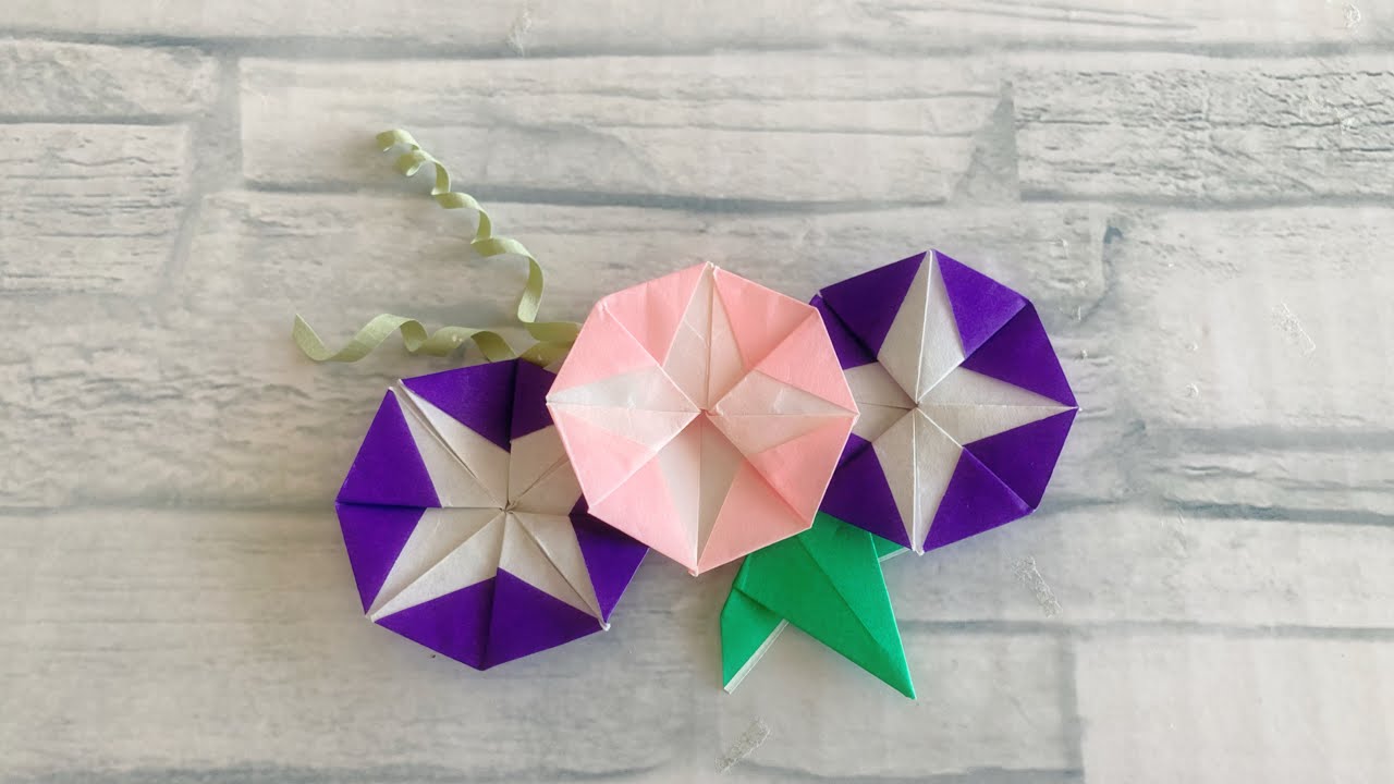 Papercrafts Origami tutorial Flower morning glory - YouTube